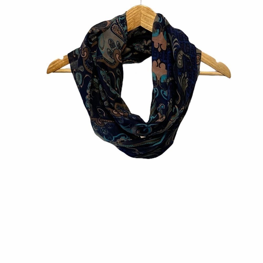 Blue Paisley Print Lightweight Infinity Scarf